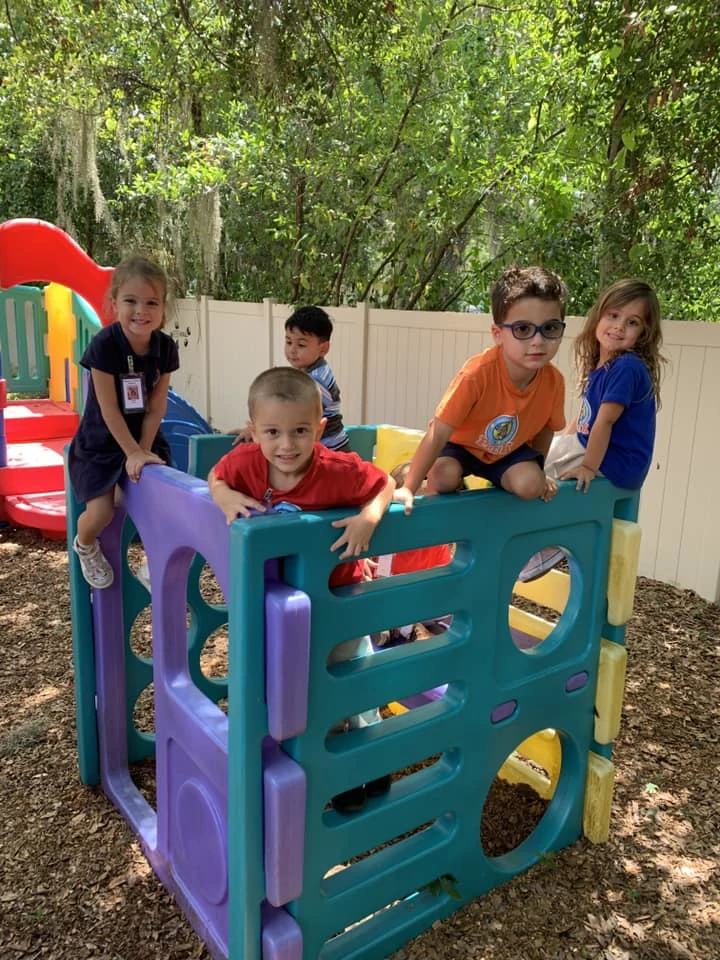 Pre-K students on the playground at Champion Prep